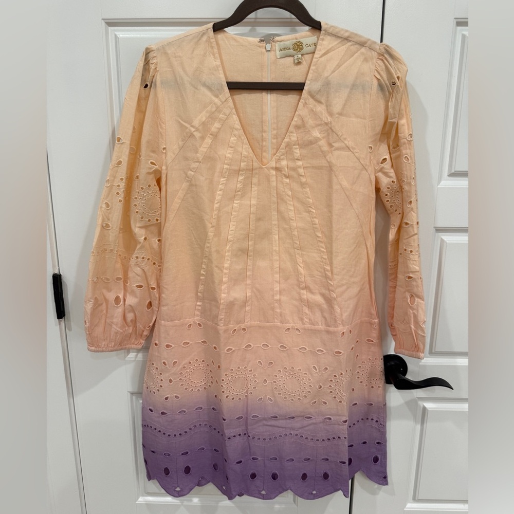 Anna Cate Ombré Peach and Purple Eyelet Dress. NWOT.